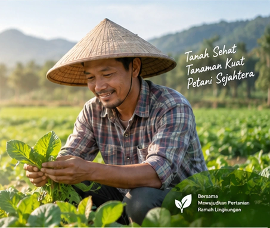 Petani memeriksa tanaman sehat di lahan